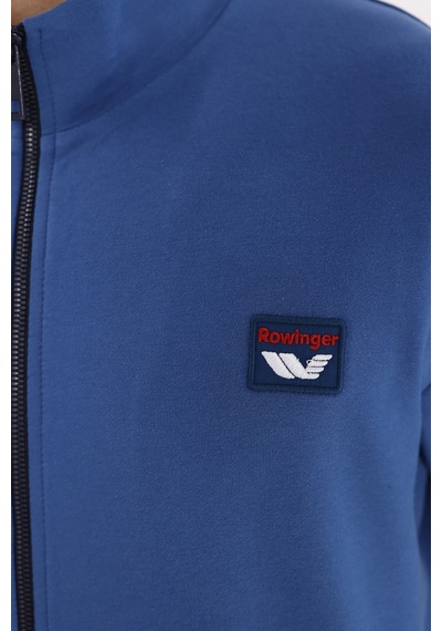 Rowinger Cepli Dik Yaka Tam Fermuarlı Göğüs Arma Detaylı Rahat Kalıp Mevsimlik Sweatshirt İndigo