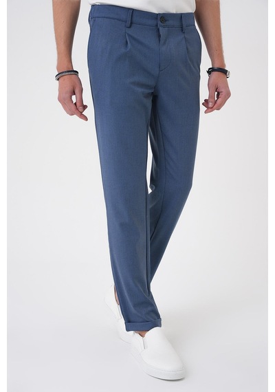 Efor Comfort Fit Beli Lastikli Pileli İndigo Jogger Pantolon P 1182 İndigo