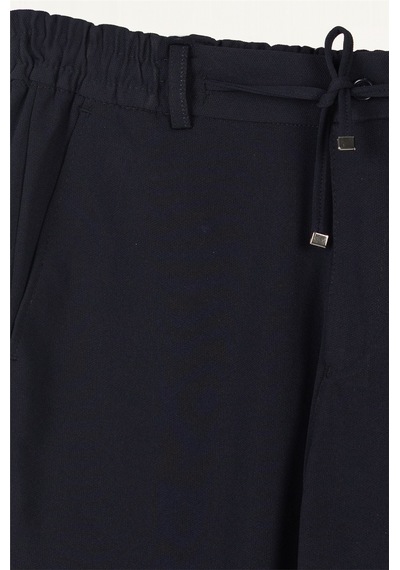 Sabri Özel Erkek Lacivert Normal Kesim Regular Fit Pamuklu Armürlü Bel Lastikli Jogger Pantolon