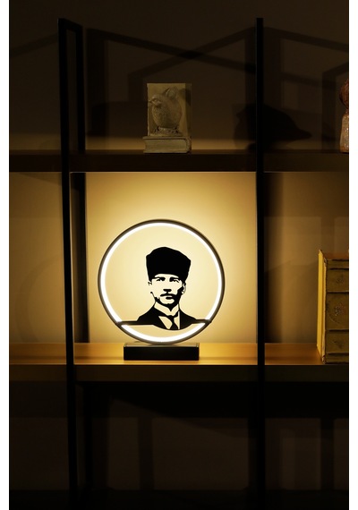Atatürk Silüetli Metal Led Masa Lambası Dekoratif Işıklı Gece Lambası Modern Tasarım Ataturk