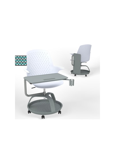 Karr Office Sona 360 Yazı Tablalı Mobil Eğitim Sandalyesi Beyaz