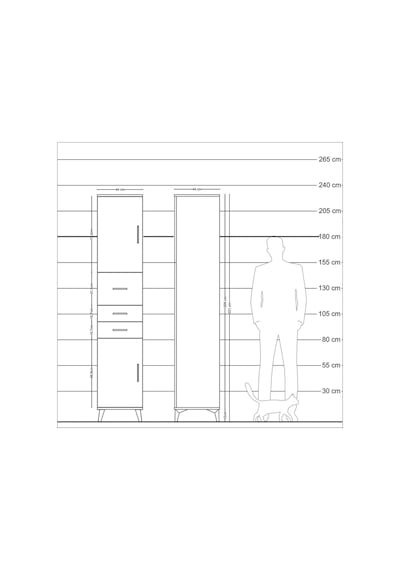 Hyperion Dolap 3 Raflı 3 Çekmeceli 2 Kapaklı 44x44x221 Çam-aytaşı Atlas Çam