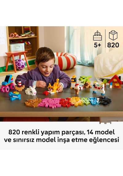 LEGO® Classic Renkli Yaratıcı Yapım Parçaları 11045 - 5 Yaş Üzeri için 14 Model Oluşturulabilen Oyuncak Yapım Seti (820 Parça)