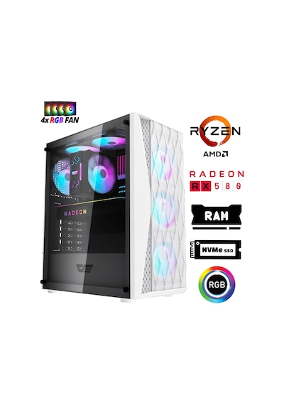 Xaser XSR1193 R5-5500 16 GB 512 GB M.2 NVMe SSD 8 GB RX580 Free Dos Masaüstü Oyuncu Bilgisayarı