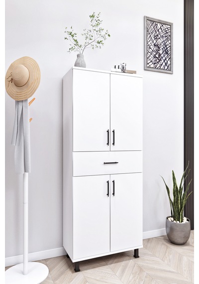 Ases Mobilya Esl0219 Ayakkabılık - Mutfak - Banyo Dolabı 4 Kapaklı 1 Çekmeceli 6 Raflı Beyaz Beyaz Ases Mobilya Esl0219 Ayakkabılık - Mutfak - Banyo Dolabı 4 Kapaklı 1 Çekmeceli 6 Raflı Beyaz Beyaz