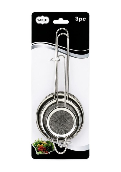 3'lü Mini Tel Süzgeç Seti 5-7-8 Cm Metal Çerçeve Çok Renkli