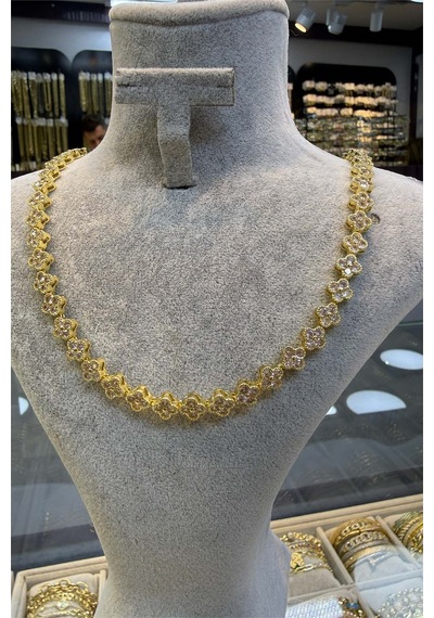 Gold Renk Yonca 45 Cm Kolye Altın
