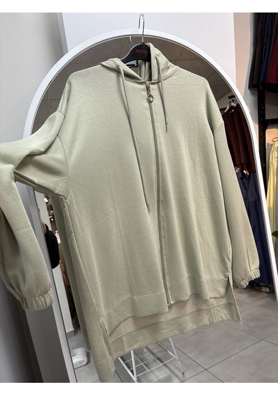 Nirva Butik Kapşonlu Fermuarlı Takım Pantolon Etekli Owrl Su Yeşili