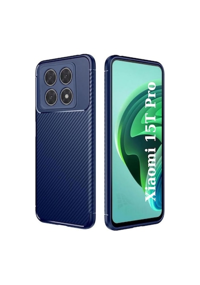 Xiaomi 15t Pro Uyumlu Silikon Kılıf Karbon Desenli Autofocus Tam Koruma Kapak - Lacivert Lacivert