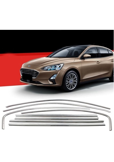 Autogp Ford Focus 4 Sedan Cam Çerçevesi Kenar Çıtası Krom Tamtur 2019+ 8 Parça