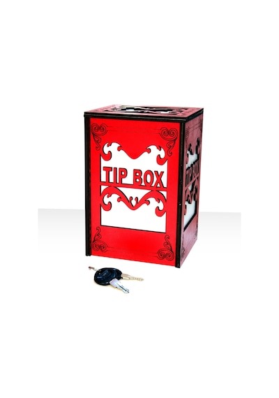 Ahşap Tip Box Bahşiş Kutusu Anahtarlı Kilitli Kırmızı Nocolor-305d0721