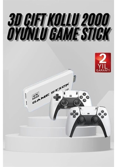 3d 4k 2000 Oyunlu Game Stick Oyun Konsolu Çift Konsol