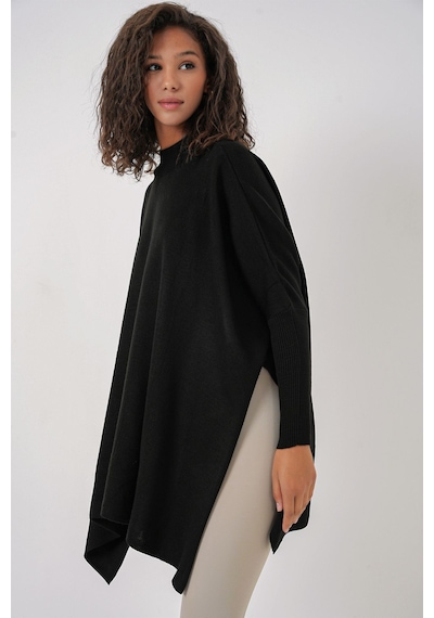 Hiccup Bdart Oversize Akrilik Bisiklet Yaka Kazak Siyah 01