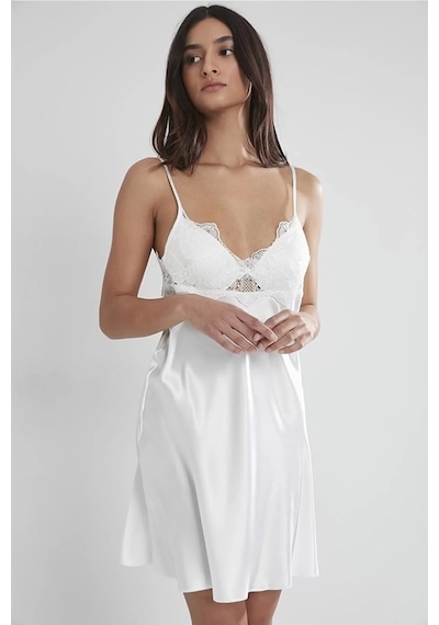 Pierre Cardin 6335 6'lı Saten Gecelik Sabahlık Takım Ekru