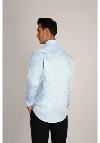 Lorenzo Mazzoli Lm375 C 551 A.mavi Pamuk Saten Comfort Fit Erkek Gömlek A.mavi