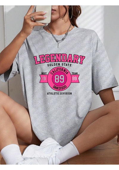 Noıssey Urban Pop Graphic Kadın Tişört Koleksiyonukod 5261 Gri