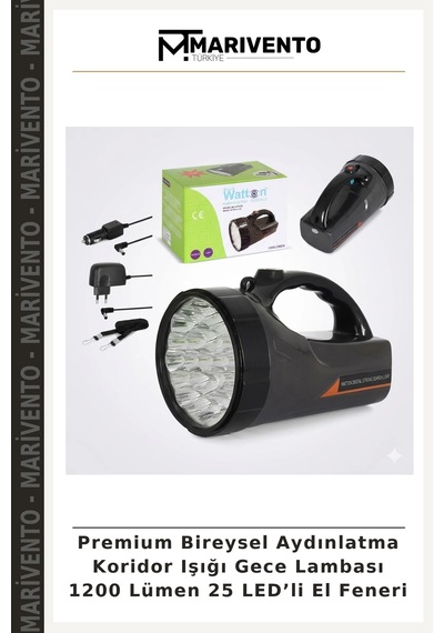 Premium Bireysel Aydınlatma Koridor Işığı Gece Lambası 1200 Lümen 25 Led Li El Feneri Çok Renkli