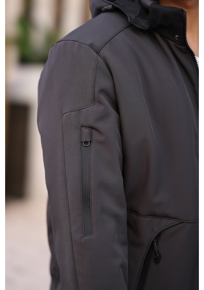 Mero Life Gri Su Ve Rüzgar Geçirmez Içi Kürklü Softshell Mont Gri