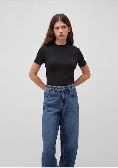 Mavi Yuvarlak Yaka Basıc Siyah Kadın T-shirt 1600963-900 Siyah