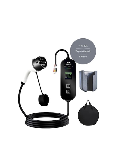 New Energy Tip 2 5m Kablo Taşınabilir Ev Şarj İstasyonu 7kw 32a Ip65 Suya Dayanıklı