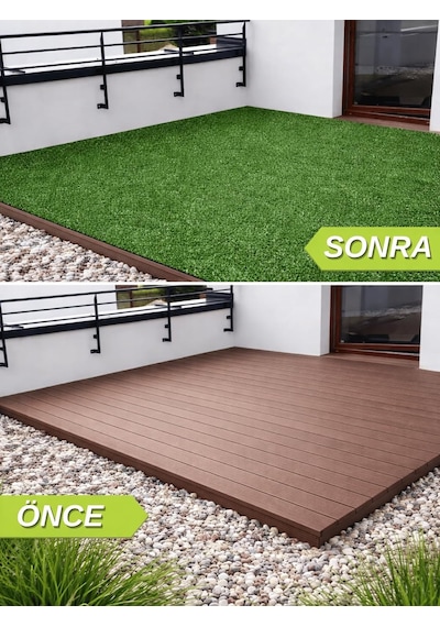 Beylini Dekoratif Suni Çim Halı 7 Mm Balkon Teras Bahçe İçin Yapay Çimen Kaymaz Tabanlı Yapay Çim Balkon Halıs 98 x 98
