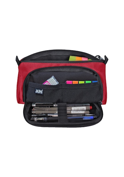 Jacbag Prime Xl-lastik Ayraçlı İki Bölmeli Kalem Kutusu Prime Xl-kırmızı renkli