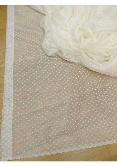 Puantiyeli Dantel Tül Perde, 100x250, Normal Pile, 1/2.5 Çok Renkli