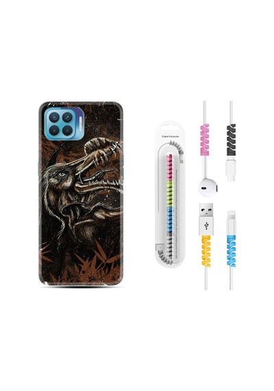Oppo Reno 4 Lite Kılıf Kablo Koruyuculu Jurassic 1705