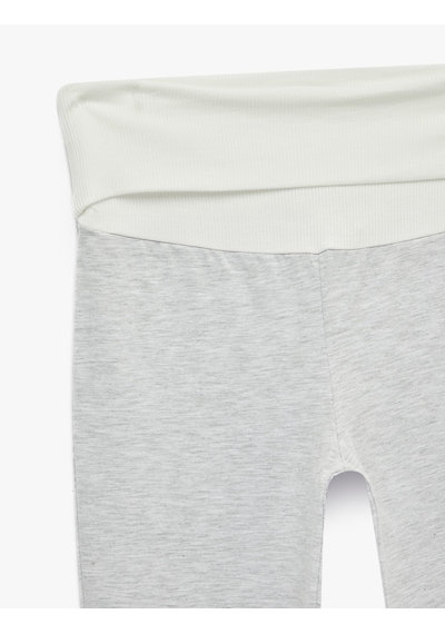 Koton Slim Fit Yüksek Bel Kat Detaylı İspanyol Paça Spor Tayt Gri Melanj 6sak40466nk