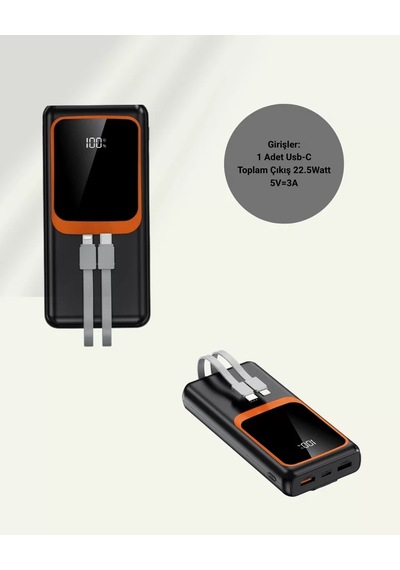 20.000 Mah Taşınabilir Şarj Cihazı Dijital Göstergeli Kablolu Powerbank Diğer 56990534