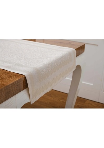 Roma Jakar Polyester Kumaş Bej Runner 45x150 Cm 1415 Bej