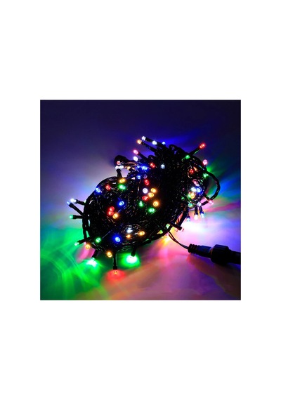 Yılbaşı Noel Işığı 20 Metre Siyah Kablo 200 Led Işık Lamba Su Geçirmez 220 V Fişli Çok Renkli