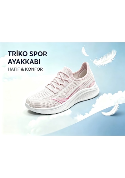 Leu Bayan Triko Spor Ayakkabı Pembe