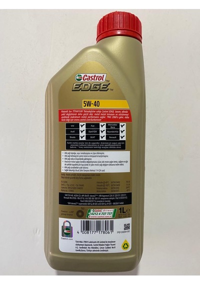 Castrol Edge 5W-40 Dexos2 Sıvı Titanyum Teknolojisi Motor Yağı 1L