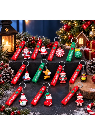 Vıp 9 Adet Noel Anahtarlık Yılbaşı Hediyesi Christmas Keychain Noel Figürlü Anahtarlık Noel Hediyesi