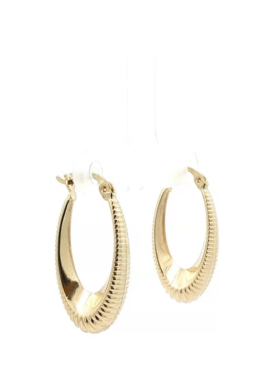 14 Ayar Altın Halka Küpe Çizgi