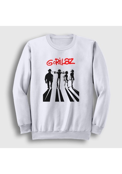 Presmono Unisex Clockwork Orange Gorillaz Sweatshirt Beyaz