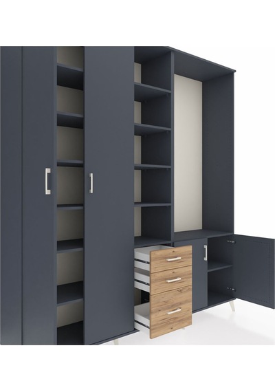 Hyperion Dolap 13 Raflı 3 Çekmeceli 4 Kapaklı 220x44x243 Antrasit-antrasit/çam Çok Renkli Hyperion Dolap 13 Raflı 3 Çekmeceli 4 Kapaklı 220x44x243 Antrasit-antrasit/çam Çok Renkli