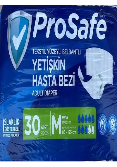 Prosafe 8 Damla Tekstil Yüzey Belbantlı Hasta Bezi M 30'Lu