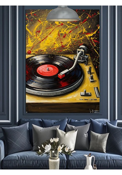 Pikap Kayıt Vinil Müzik Dekoratif Kanvas - Mdf Ahşap Tablo