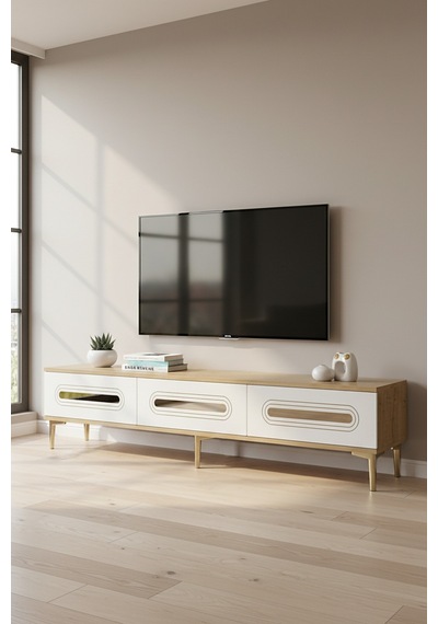 Tsa1806dbg - Rany Tsa180 Tv Stand, Tv Sehpası Ve Tv Ünitesi Safirmeşe-beyaz-gold 180cm Tsa1806dbg - Rany Tsa180 Tv Stand, Tv Sehpası Ve Tv Ünitesi Safirmeşe-beyaz-gold 180cm