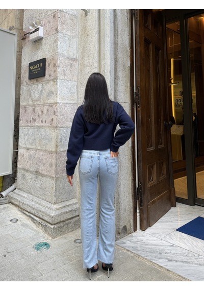 Out Of Standart Kadın Cropped Flare Normal Bel Kot Pantolon İce Blue