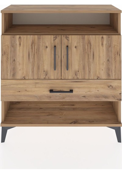 Arges Şifonyer 3 Raflı Tek Çekmeceli 2 Kapaklı 88x30x96 Çam-çam Çam