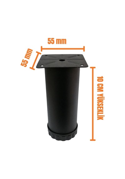 Tablalı Metal Baza Kanepe Dolap Tezgah Mobilya Baza Ayağı Siyah 12 Cm 4 Adet Siyah Diğer