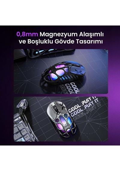 Gravastar Mercury K98 Pro Kablosuz Rgb Işıklı Mekanik İngilizce Q Gaming Klavye Ve X Pro Optik Gami