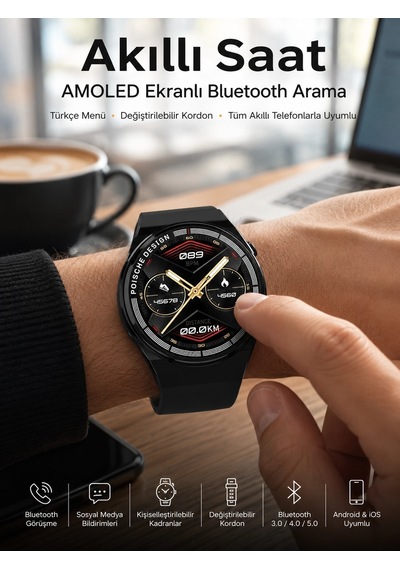 Mey İthalat Bluetooth Bağlantılı Akıllı Saat Tüm Telefonlara Uyumlu Değiştirilebilir Kordon