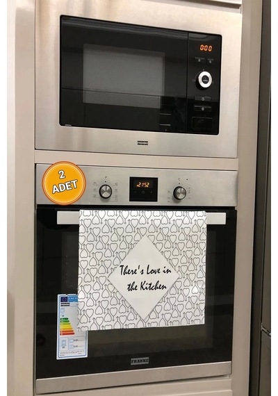 Valerine Life Mutfakta Aşk Var Mutfak Kurulama Fırın Beyaz El Havlusu %100 Pamuklu 35x50cm 2 Adet Beyaz