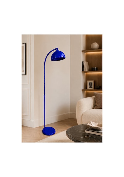 Nebula Mavi Metal Premium Tasarım Hareketli Başlıklı Ayaklı Lambader Retro Şapkalı Dekoratif Zemin Lambası Modern Salon Oturma Odası Köşe Aydınlatma E27 Duy Uyumlu Lacivert
