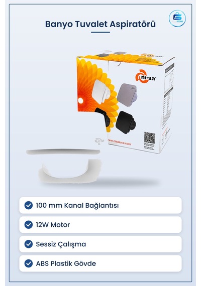 Banyo Tuvalet Aspiratörü 100 Mm 12w Plastik Sessiz Havalandırma V