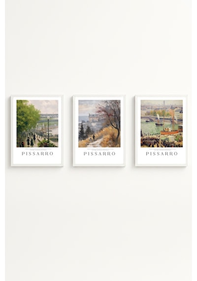 Beyaz Ahşap Çerçeveli Camille Pissarro Tablo Seti Huhu552